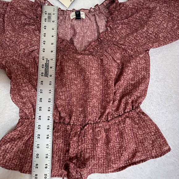 Universal Thread Womens Floral Balloon Sleeve Ruffle Blouse Top Small Pink New - Picture 7 of 7